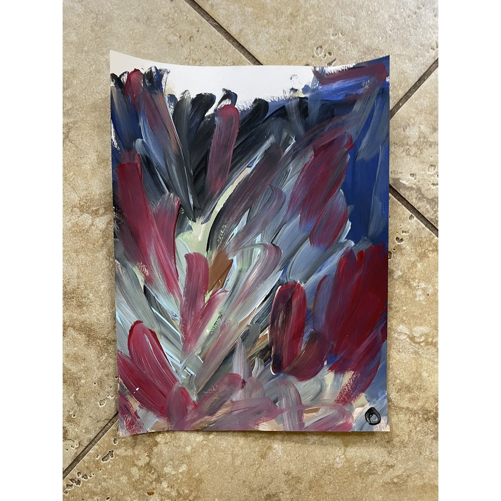 Original Abstract Expressionist Painting 9x12 Modern Colorful Fine Art Decor